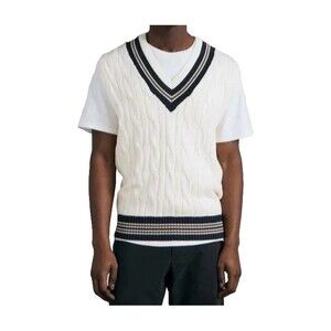 Rag & Bone Men's Cotton Windsor Cable-Knit Sleeveless Sweater Vest  Ivory Sz M